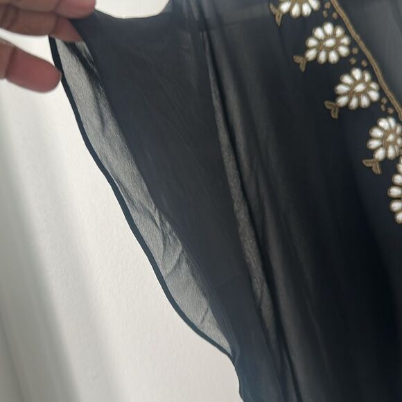 Natural Impressions Black Beaded Bib Kaftan, Swim Cover-up O/S - Picture 3 of 6